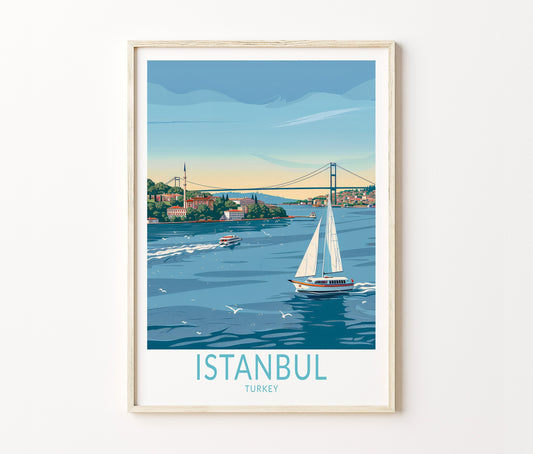 Istanbul Travel Poster – Historical City Wall Art Print