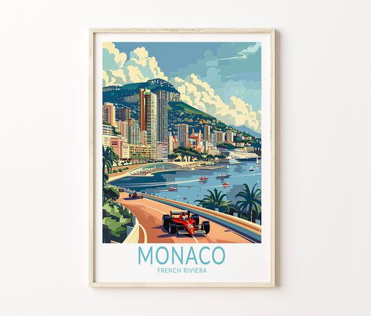Monaco French Riviera Travel Poster – Monaco Wall Art Print
