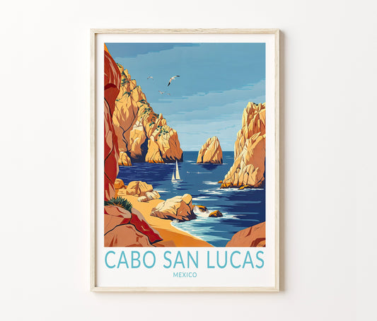 Cabo San Lucas Travel Poster – Mexico Wall Art Print
