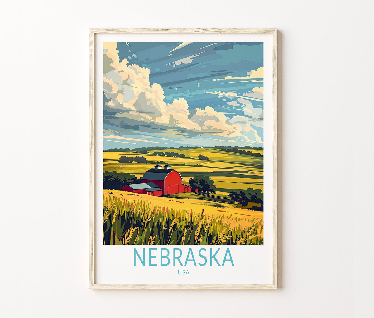 Nebraska Travel Poster – USA City Wall Art Print