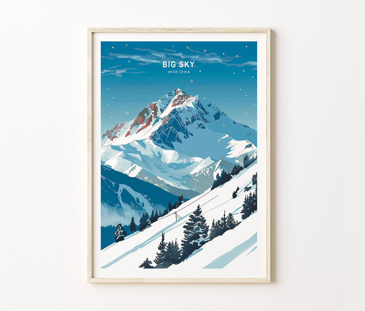 Big Sky Travel Poster – Winter Wall Art Print