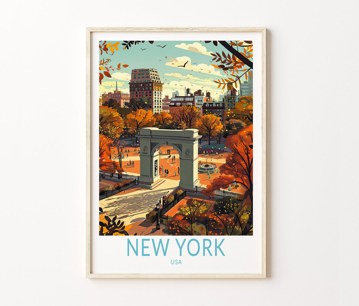 New York City Travel Poster – Square Park Wall Art Print