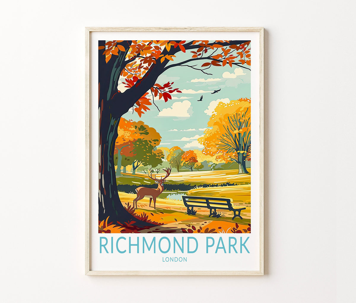 Richmond Park Travel Poster – London City Wall Art Print