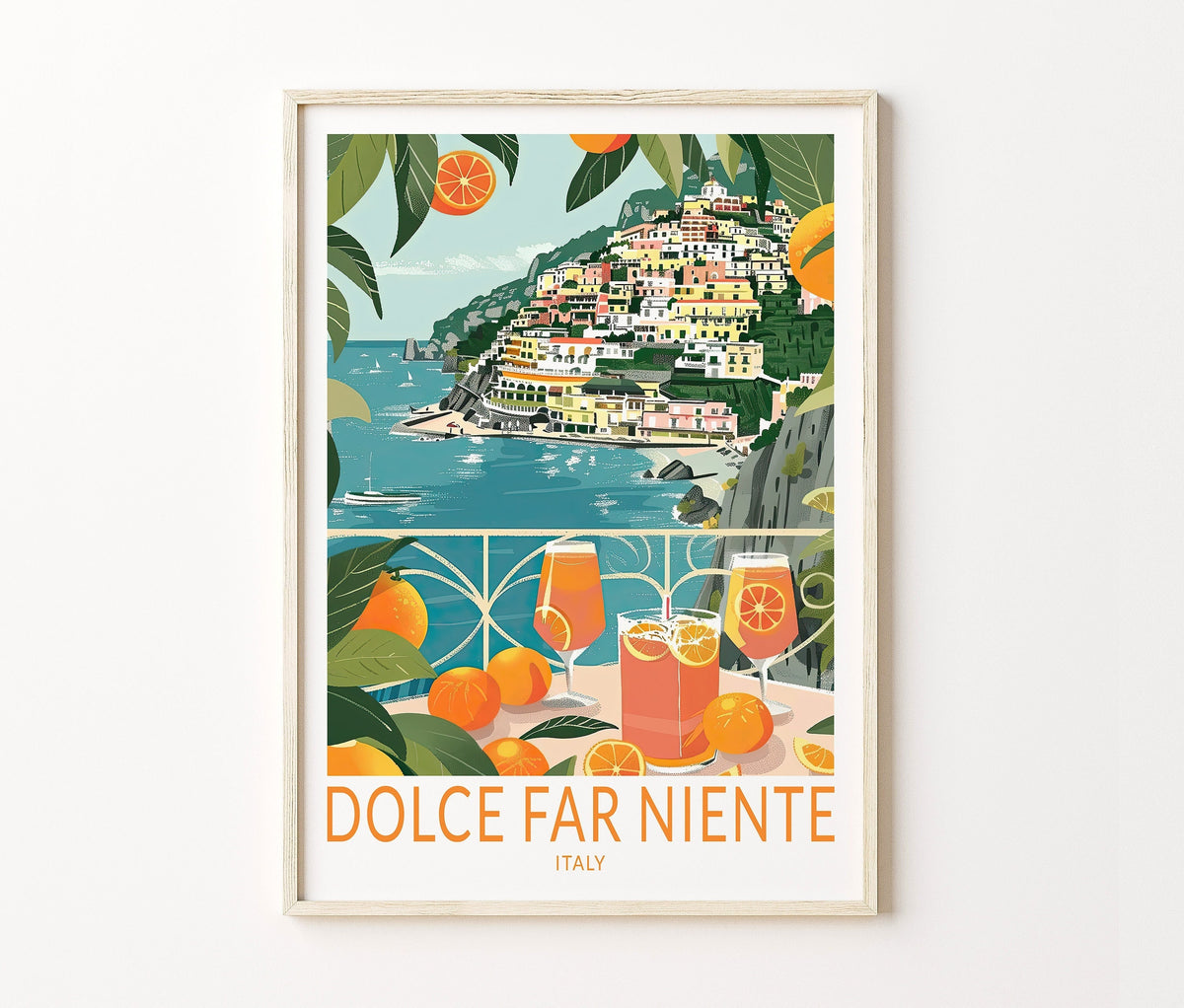 Dolce Far Niente Italy City Travel Poster – Italian Drink Wall Art Print