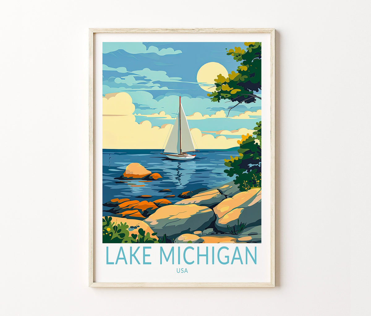Lake Travel Poster – USA City Wall Art Print