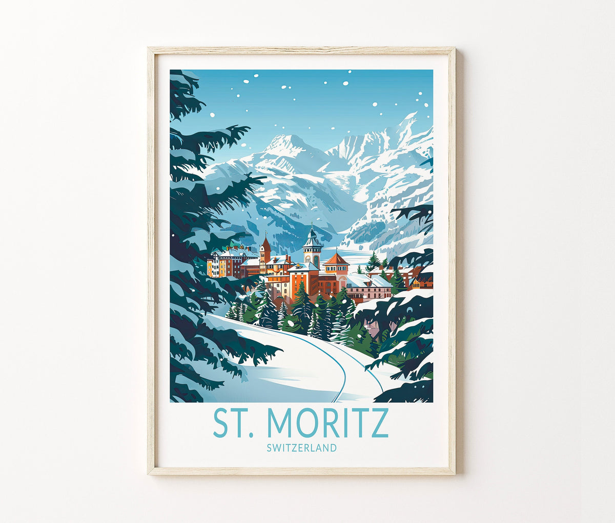 St. Moritz Travel Poster – Ski Resort Wall Art Print