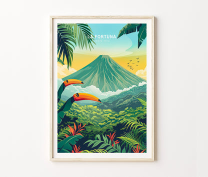 La Fortuna Travel Poster – Costa Rica Wall Art Print