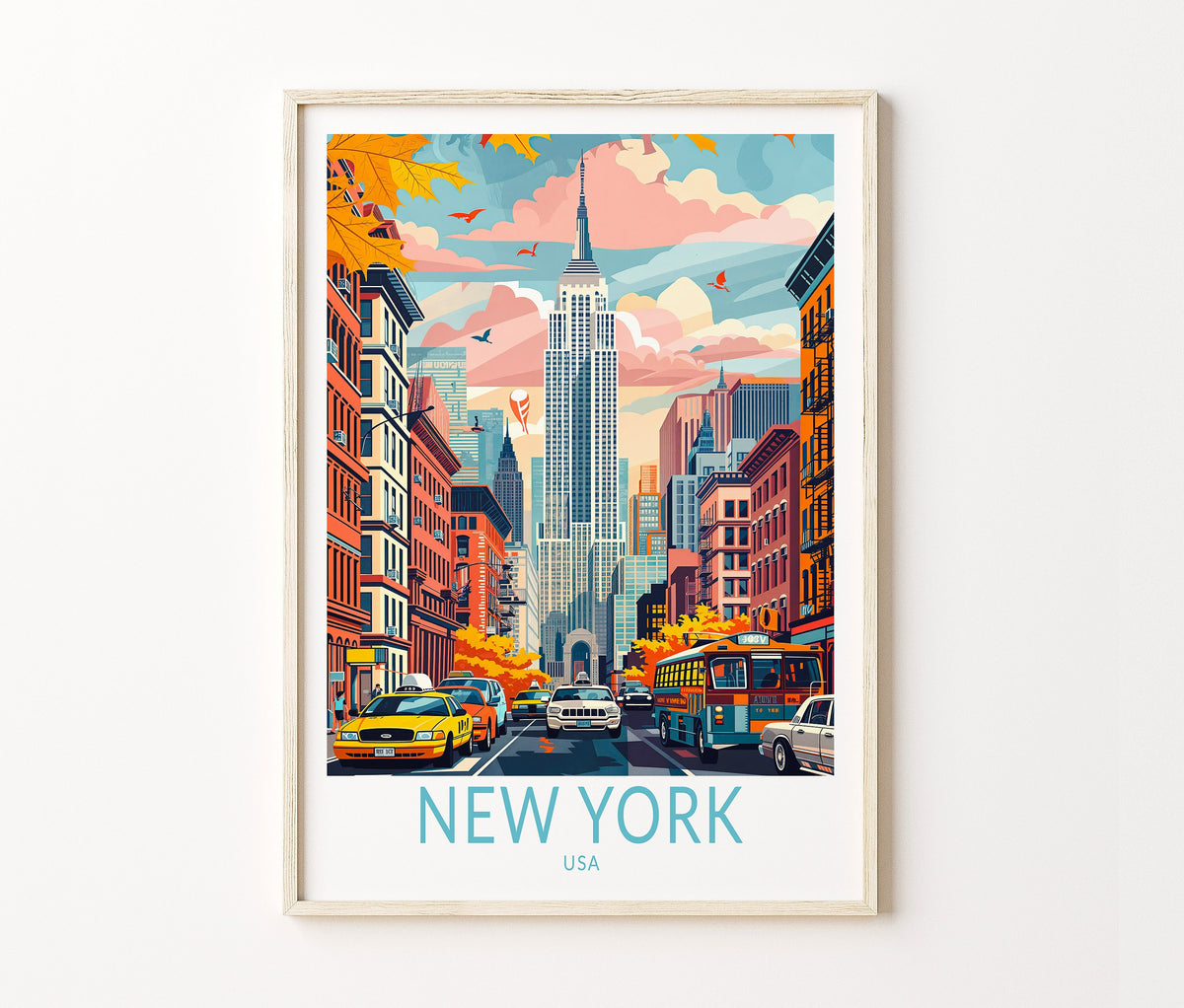 New York Travel Poster – USA City Wall Art Print