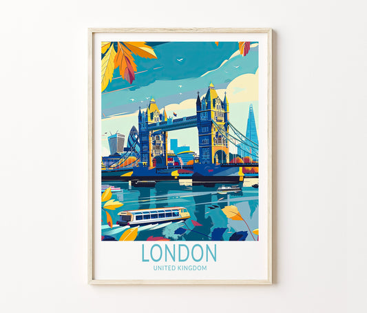 London Travel Poster – Bridge Wall Art Print