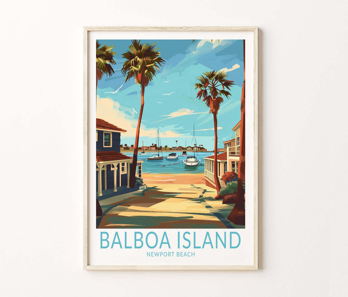 Balboa Island Travel Poster – Newport Beach Wall Art Print