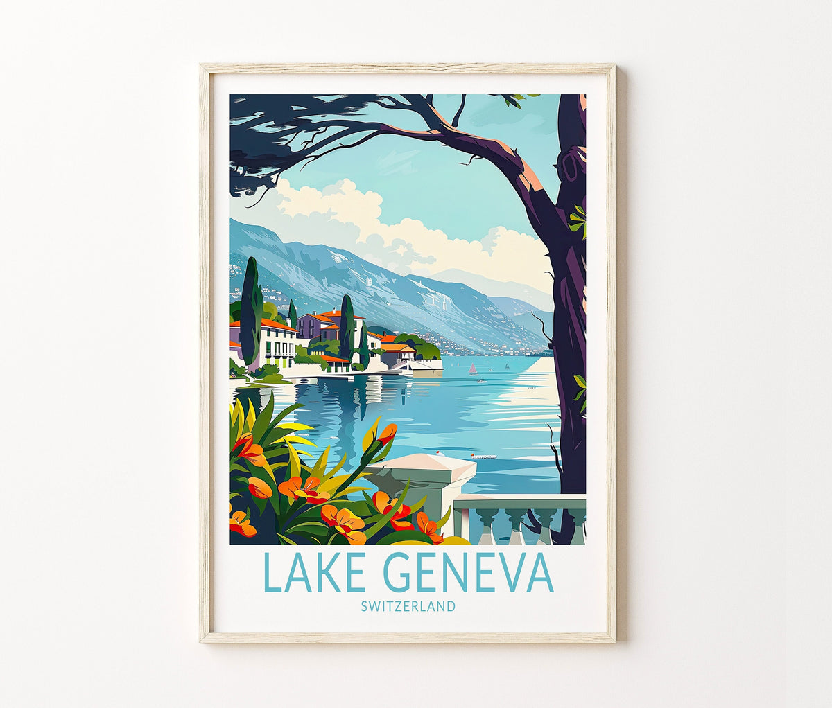 Lake Geneva Travel Poster – Switzerland Wall Art Print
