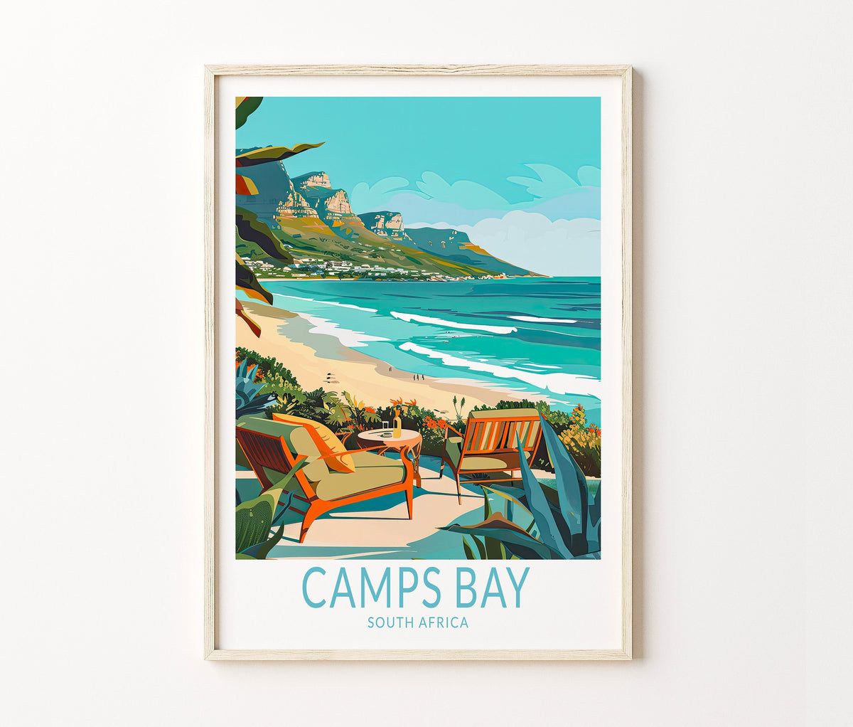Camps Bay Travel Poster – South Africa Wall Art Print