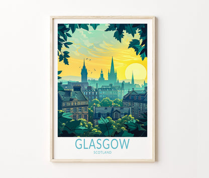 Glasgow Travel Poster – United Kingdom Wall Art Print