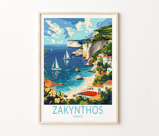 Zakynthos Travel Poster – Honeymoon Wall Art Print