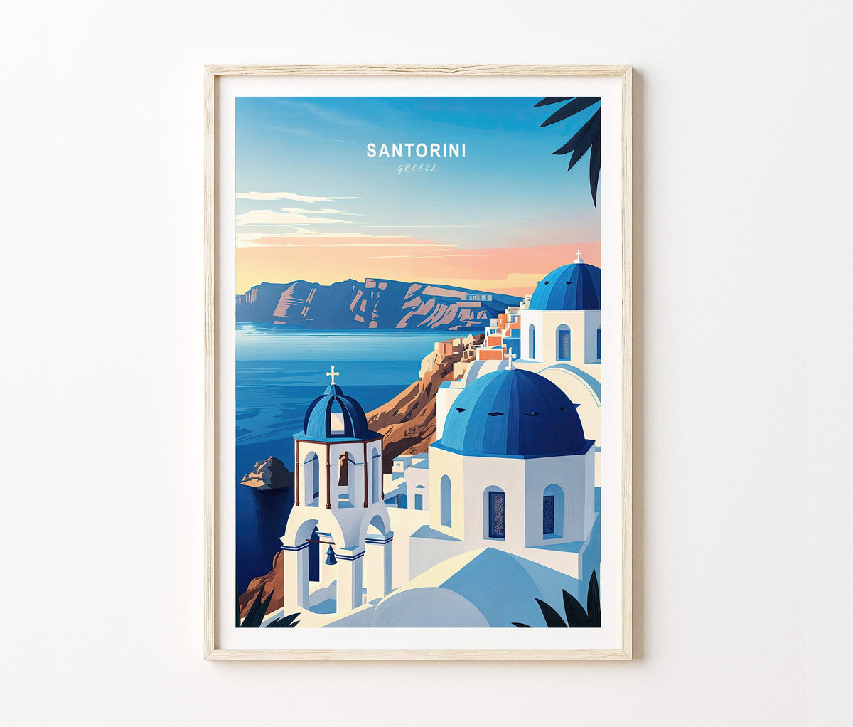 Santorini Travel Poster – Greece Wall Art Print