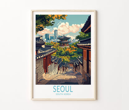 Seoul Travel Poster – South Korea Wall Art Print