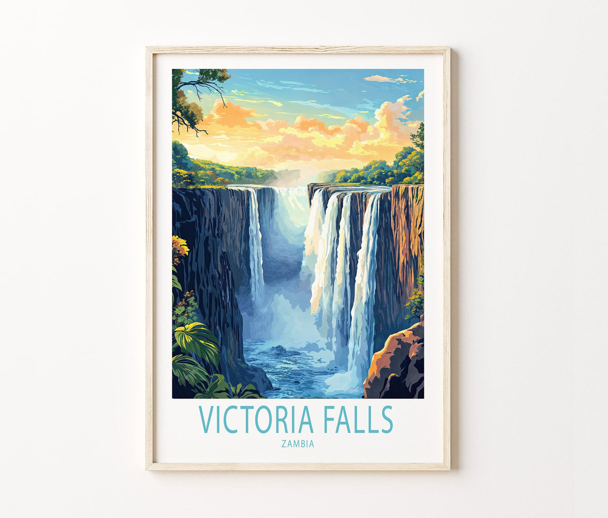 Victoria Falls Travel Poster – Zambia Wall Art Print