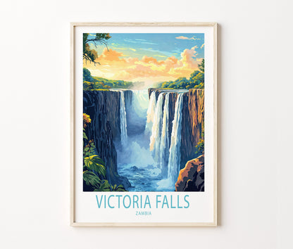 Victoria Falls Travel Poster – Zambia Wall Art Print