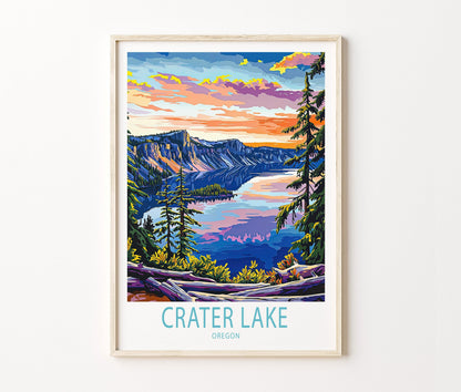 Crater Lake Travel Poster – National Park Wall Art Print