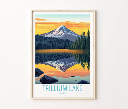 Trillium Lake Travel Poster – Portland Wall Art Print