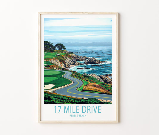 17 Mile Drive Travel Poster – Pebble Beach Wall Art Print