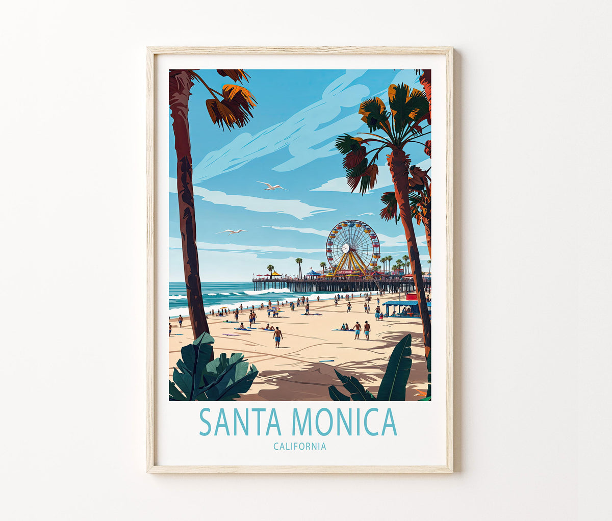 Santa Monica Travel Poster – California Wall Art Print