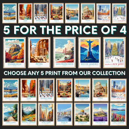SET of 5 BUNDLE travel poster – view 3
