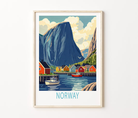 Norway Travel Poster – Europe Wall Art Print