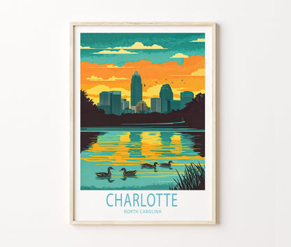 Charlotte Travel Poster – North Carolina Wall Art Print