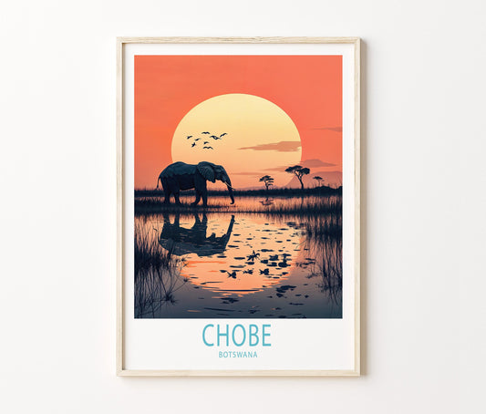Chobe Botswana National Park Travel Poster – Botswana Wall Art Print