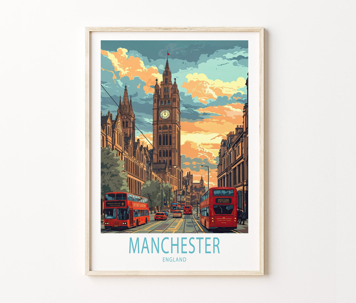 Manchester Travel Poster – United Kingdom Wall Art Print