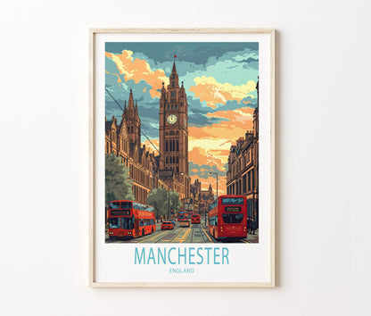 Manchester Travel Poster – United Kingdom Wall Art Print