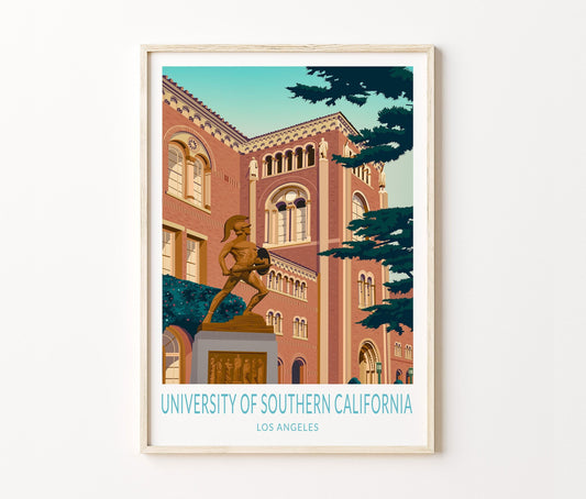 USC Los Angeles Travel Poster – University Campus Wall Art Print