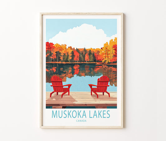 Muskoka Lakes Travel Poster – Canada Wall Art Print