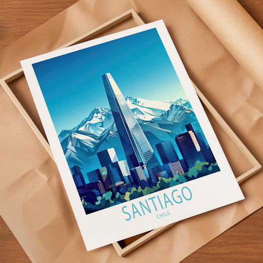 Santiago Travel Poster – South Wall Art Print