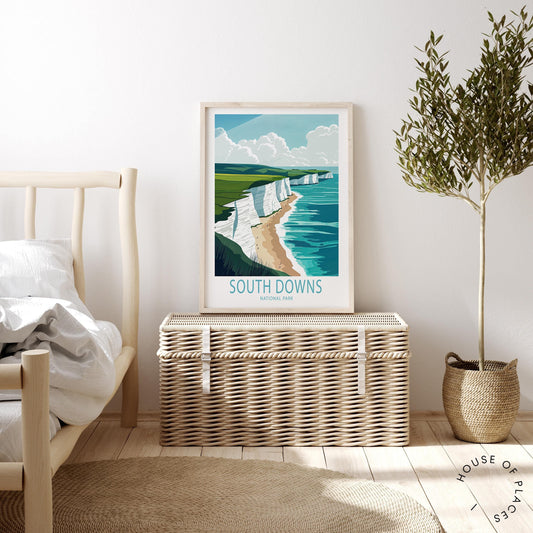 South Downs National Park Travel Poster – United Kingdom Wall Art Print