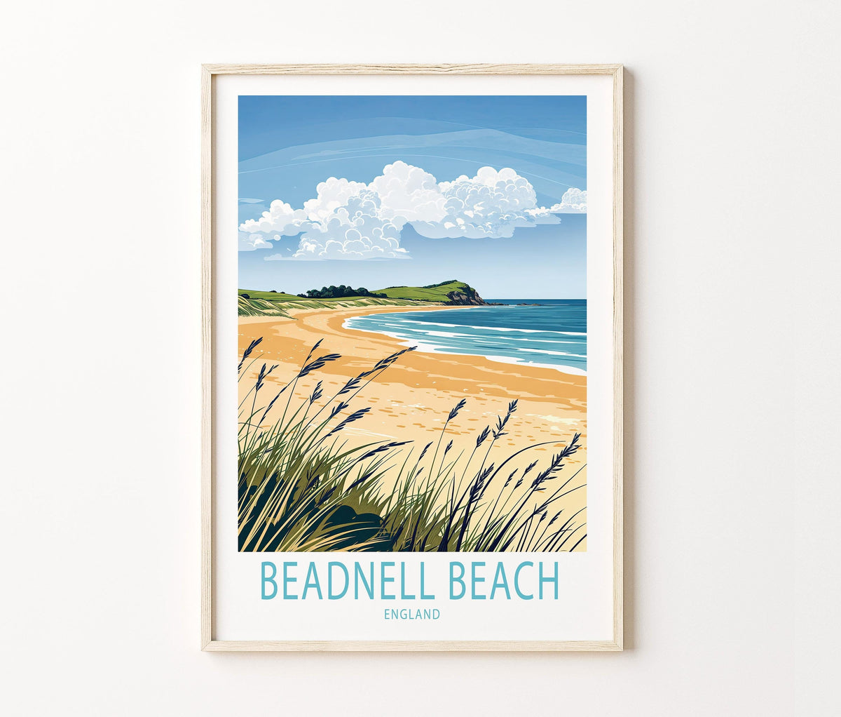 Beadnell Beach Travel Poster – United Kingdom Wall Art Print