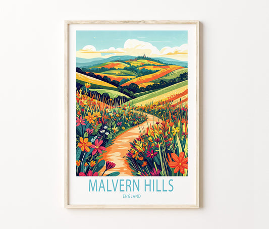 Malvern Hills Travel Poster – United Kingdom Wall Art Print