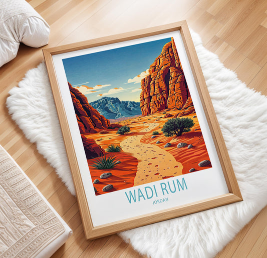 Wadi Rum Travel Poster – Wild Desert Wall Art Print