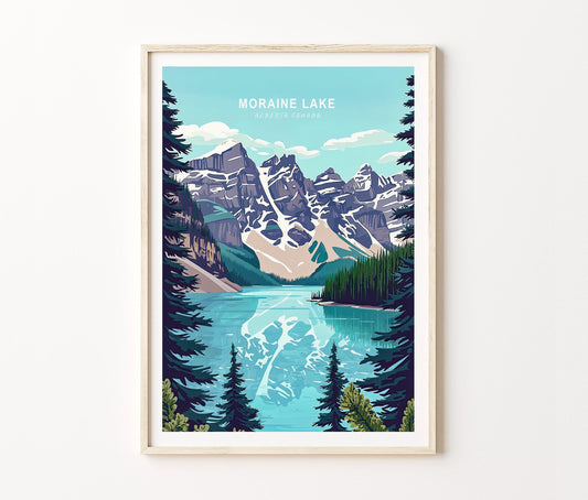 Moraine Lake Travel Poster – Canadian Wall Art Print
