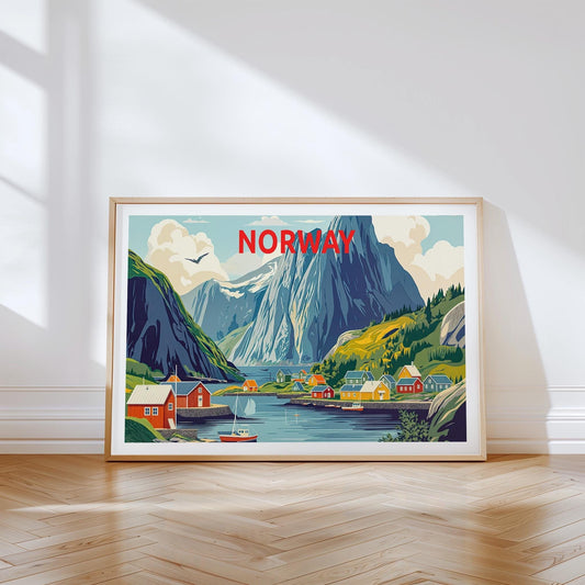 Norway Scandinavia Travel Poster – Norway Wall Art Print