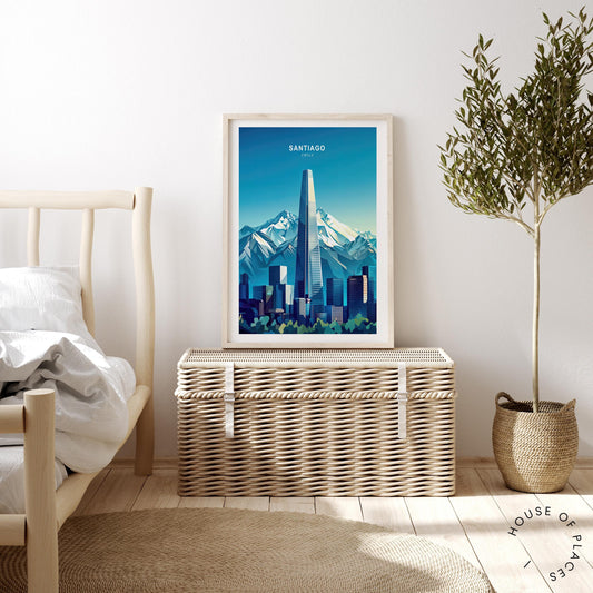 Santiago Travel Poster – Citysape Wall Art Print