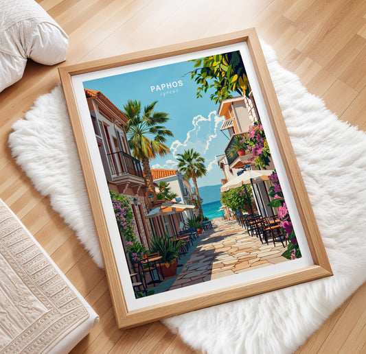 Paphos Travel Poster – Cyprus Wall Art Print