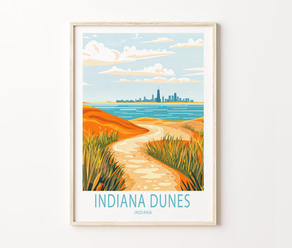 Indiana Dunes Travel Poster – National Park Wall Art Print