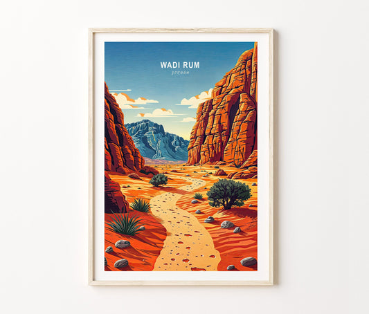 Wadi Rum Travel Poster – Wild Desert Wall Art Print