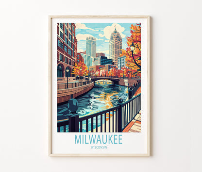 Milwaukee Travel Poster – Wisconsin Wall Art Print