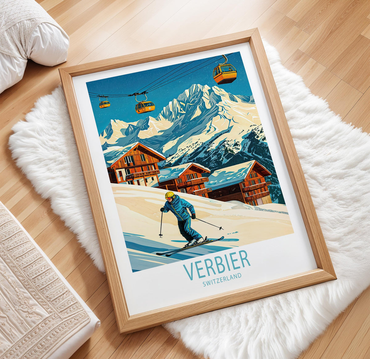 Verbier Travel Poster – Ski Area Wall Art Print