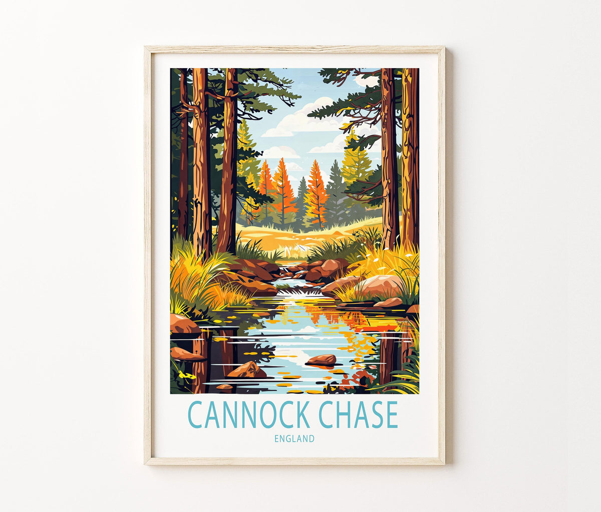 Cannock Chase Travel Poster – National Landscape Wall Art Print