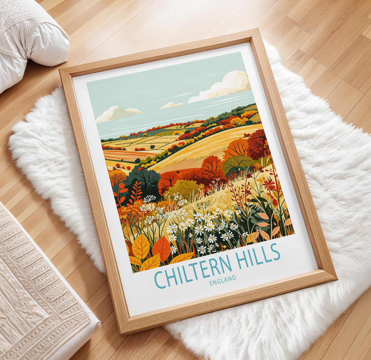 Chiltern Hills Travel Poster – United Kingdom Wall Art Print