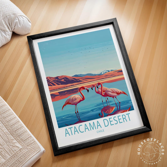 Chile Desert Travel Poster – Atacama South Wall Art Print